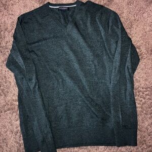 BANANA REPUBLIC MEN'S V-NECK PULLOVER 100% MERINO WOOL- Hunter Green XL